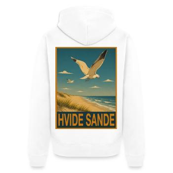 Hvide Sande - Unisex Premium Bio Zip Hoodie - Weiß - Hinten - Thijin (182cm)