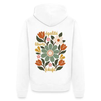 Blumen gegen rechts - égalité - liberté - fck afd - Unisex Premium Bio Zip Hoodie - Weiß - Hinten - Thijin (182cm)