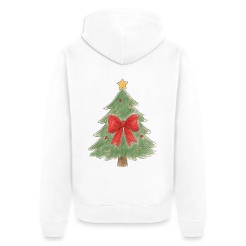 Weihnachtsbaum mit roter Schleife und goldenen Ornamenten - Unisex Premium Bio Zip Hoodie - Weiß - Hinten - Thijin (182cm)