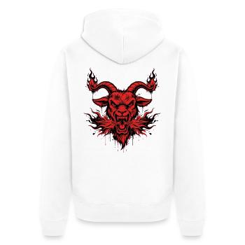 Sumi-e Fire Goat Shirt Japanische  Feuer ziege - Unisex Premium Bio Zip Hoodie - Weiß - Hinten - Thijin (182cm)