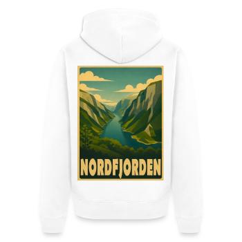 Nordfjorden Fjord Norwegen - Unisex Premium Bio Zip Hoodie - Weiß - Hinten - Thijin (182cm)