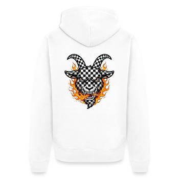 Racing Fire Goat 2027 - Checkered  - Unisex Premium Bio Zip Hoodie - Weiß - Hinten - Thijin (182cm)