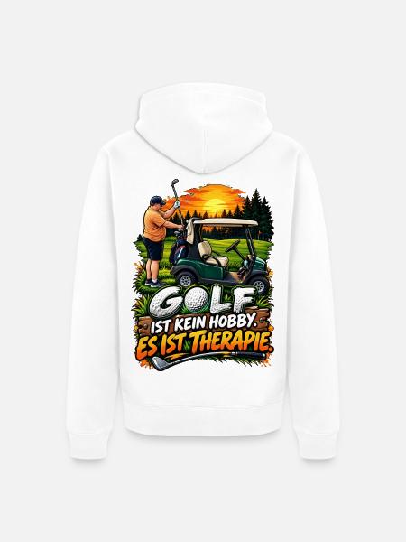 Golf ist Therapie – kein Hobby - Unisex Premium Bio Zip Hoodie - Weiß