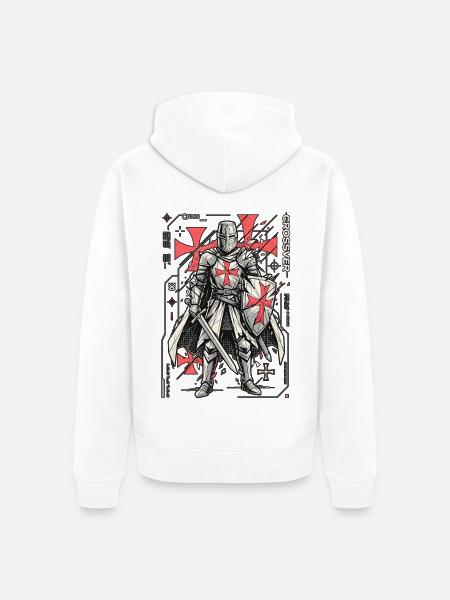 Geometrischer Cyber-Ritter - Unisex Premium Bio Zip Hoodie - Weiß