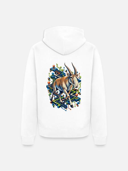 Saiga im Arcade-Schaltkreis-Labyrinth - Unisex Premium Bio Zip Hoodie - Weiß