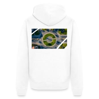 Luftbild Rundkreis Grün Akzente - Unisex Premium Bio Zip Hoodie - Weiß - Hinten - Thijin (182cm)