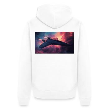 Spaceship - Unisex Premium Organic Zip Hoodie - white - Back - Thijin (182cm)
