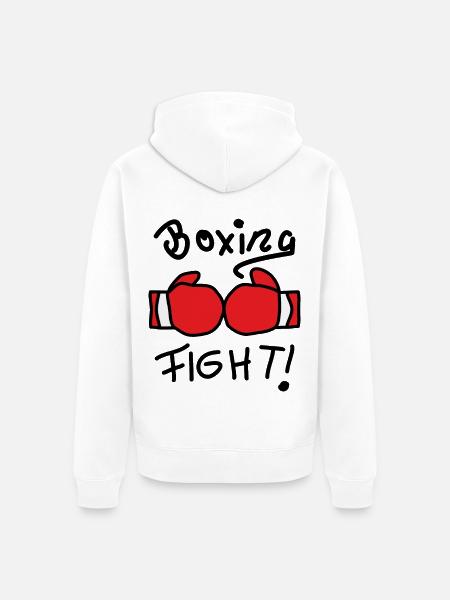 Kraft und Disziplin Boxhandschuhe - Unisex Premium Bio Zip Hoodie - Weiß