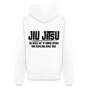 Jiu Jitsu - the gentle art of folding clothes, - Unisex Premium Organic Zip Hoodie - white - Back - Thijin (182cm)
