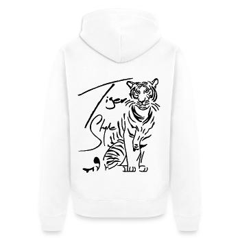 Tiger Style - Tiger Cats - Unisex Premium Organic Zip Hoodie - white - Back - Thijin (182cm)