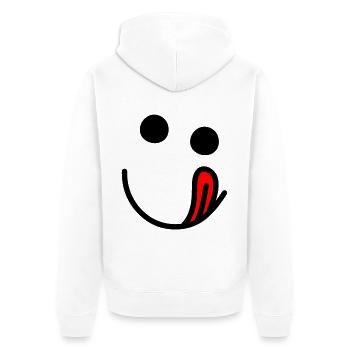 Langue dehors - visage heureux affamé - Veste à capuche bio Premium Unisexe - blanc - Dos - Thijin (182cm)