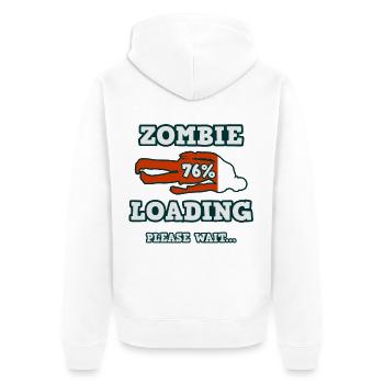 Zombie wird geladen - Bitte warten... - Unisex Premium Bio Zip Hoodie - Weiß - Hinten - Thijin (182cm)