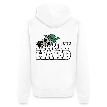 Geburtstag mit Alkohol und Bier - Party Hard - Unisex Premium Bio Zip Hoodie - Weiß - Hinten - Thijin (182cm)