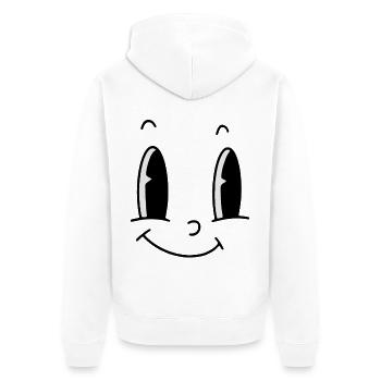 Lustiges Gesicht großen Augen - Unisex Premium Bio Zip Hoodie - Weiß - Hinten - Thijin (182cm)