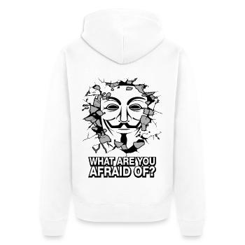 De quoi avez-vous peur? - Veste à capuche bio Premium Unisexe - blanc - Dos - Thijin (182cm)
