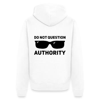 Autorität nicht in Frage stellen - Unisex Premium Bio Zip Hoodie - Weiß - Hinten - Thijin (182cm)