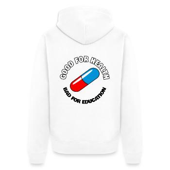 Capsule with the slogan Good for health - Unisex Premium Organic Zip Hoodie - white - Back - Thijin (182cm)