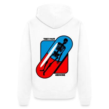 Nimm - Deine - Medizin - Gesundheit - Unisex Premium Bio Zip Hoodie - Weiß - Hinten - Thijin (182cm)
