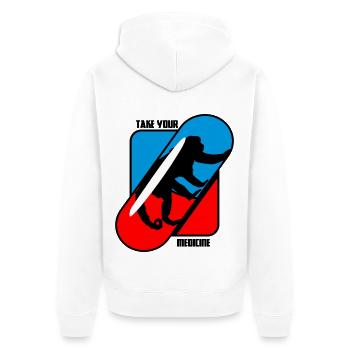 Nimm deine Medizin - Affen - Unisex Premium Bio Zip Hoodie - Weiß - Hinten - Thijin (182cm)