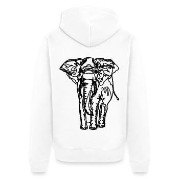Drawing of an elephant - Unisex Premium Organic Zip Hoodie - white - Back - Thijin (182cm)