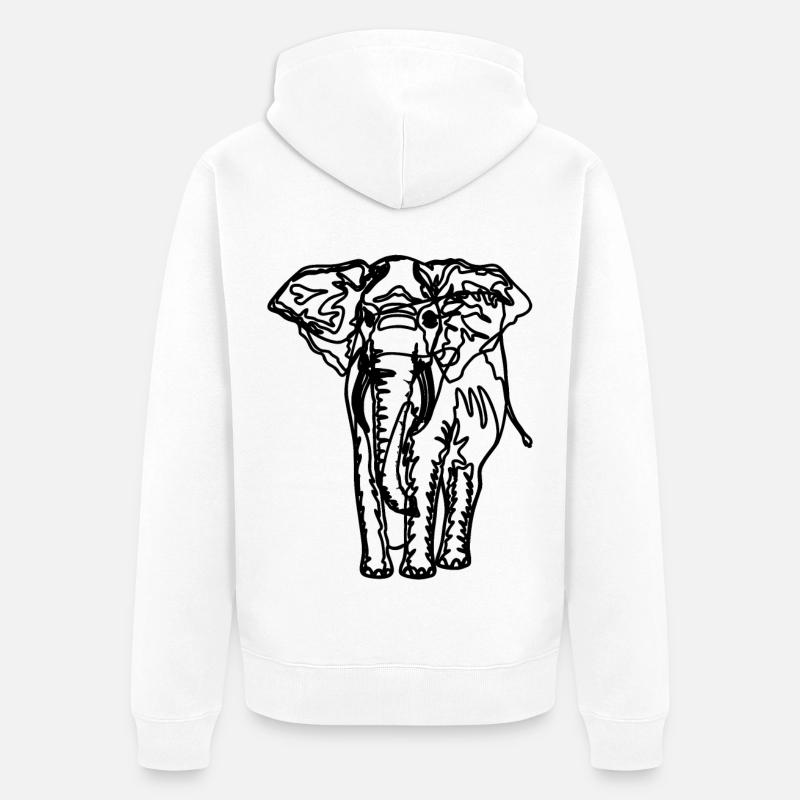 Dessin d’un éléphant - Veste à capuche bio Premium Unisexe - blanc