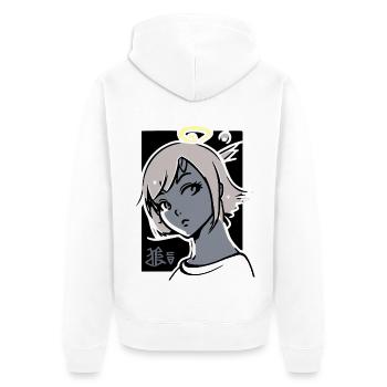 Engel Mädchen mit Heiligenschein - Unisex Premium Bio Zip Hoodie - Weiß - Hinten - Thijin (182cm)