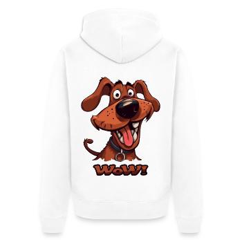 Wau Wow lustiger Cartoon Hund - Unisex Premium Bio Zip Hoodie - Weiß - Hinten - Thijin (182cm)