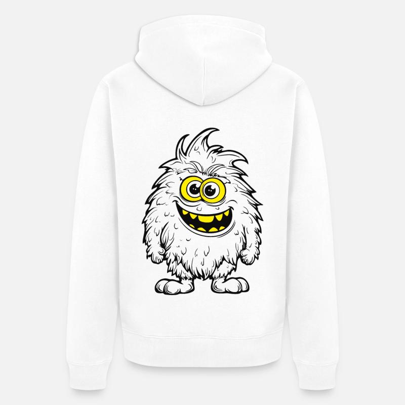 Drôle de monstre de fourrure - Veste à capuche bio Premium Unisexe - blanc