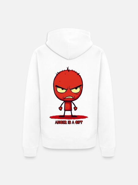 Funny angry cartoon stick figure - Unisex Premium Organic Zip Hoodie - white