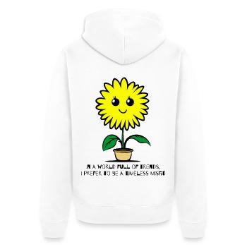 Un tournesol intemporel et non-conformiste - Veste à capuche bio Premium Unisexe - blanc - Dos - Thijin (182cm)