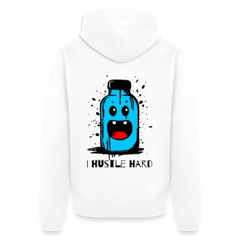 "I Hustle Hard" bottle - Unisex Premium Organic Zip Hoodie - white - Back - Thijin (182cm)