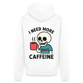 lustiges Skelett braucht mehr Koffein oder Kaffee - Unisex Premium Bio Zip Hoodie - Weiß - Hinten - Thijin (182cm)