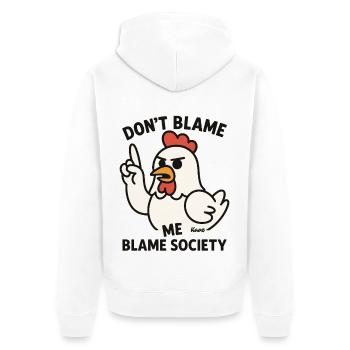 Poulet en colère : la société de blâme - Veste à capuche bio Premium Unisexe - blanc - Dos - Thijin (182cm)