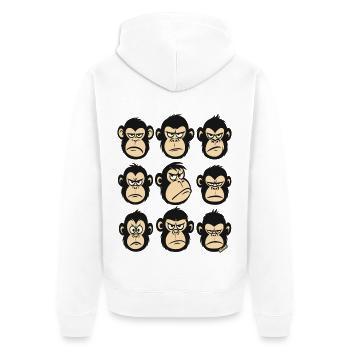 Wütende Affen – 9x schlechte Laune - Unisex Premium Bio Zip Hoodie - Weiß - Hinten - Thijin (182cm)