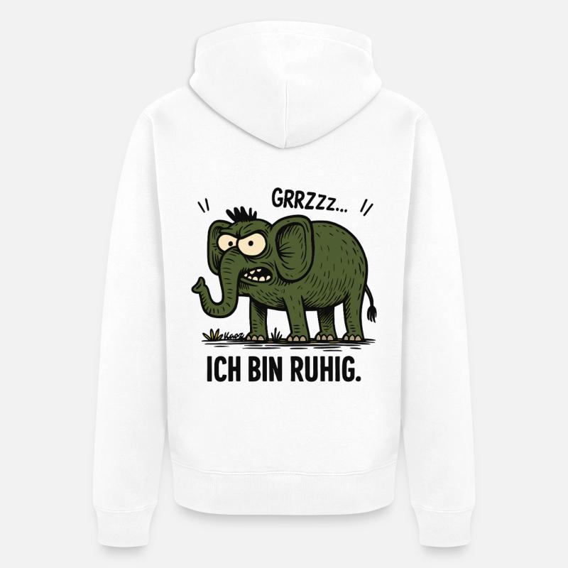 Wütender Elefant – Ich bin ruhig. - Unisex Premium Bio Zip Hoodie - Weiß
