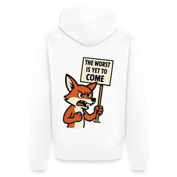 Un renard en colère proteste et met en garde - Veste à capuche bio Premium Unisexe - blanc - Dos - Thijin (182cm)