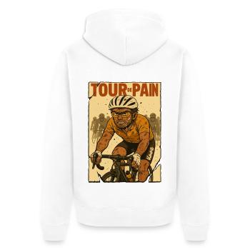 Tour de Pain – Radfahrer am Limit - Unisex Premium Bio Zip Hoodie - Weiß - Hinten - Thijin (182cm)