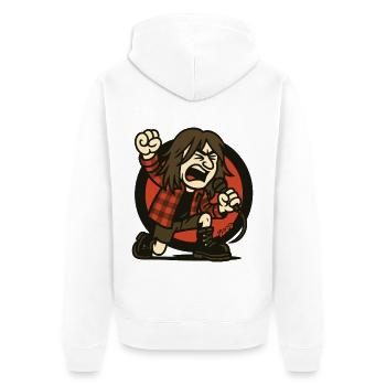 Grunge Rocker mit Flanell und Wut am Mikrofon - Unisex Premium Bio Zip Hoodie - Weiß - Hinten - Thijin (182cm)