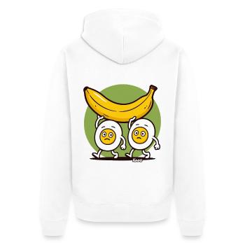 Two sad eggs carry a banana - Unisex Premium Organic Zip Hoodie - white - Back - Thijin (182cm)