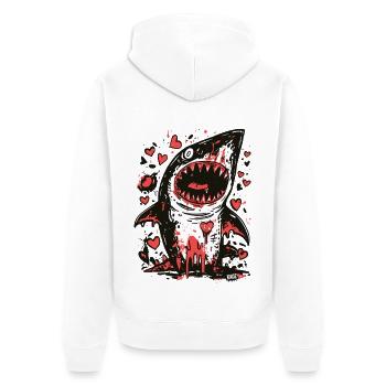 Requin en mal d’amour avec palpitations - Veste à capuche bio Premium Unisexe - blanc - Dos - Thijin (182cm)