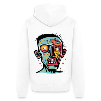 Buntes Gesicht im abstrakten Comic Stil - Unisex Premium Bio Zip Hoodie - Weiß - Hinten - Thijin (182cm)