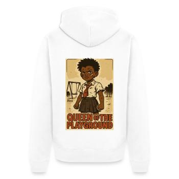 Strong schoolgirl queen on the playground - Unisex Premium Organic Zip Hoodie - white - Back - Thijin (182cm)