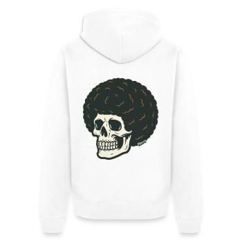 Le crâne aux cheveux ronds des profondeurs - Veste à capuche bio Premium Unisexe - blanc - Dos - Thijin (182cm)