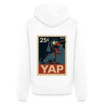 Comic-Dackel auf Briefmarke - Unisex Premium Bio Zip Hoodie - Weiß - Hinten - Thijin (182cm)