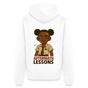 Starkes Schulmädchen mit Pflaster - Unisex Premium Bio Zip Hoodie - Weiß - Hinten - Thijin (182cm)