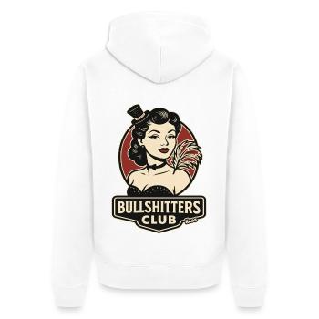 Retro-Dame mit Feder und Zylinder - Unisex Premium Bio Zip Hoodie - Weiß - Hinten - Thijin (182cm)