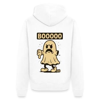 Fantôme en colère avec lettrage Booooo - Veste à capuche bio Premium Unisexe - blanc - Dos - Thijin (182cm)