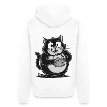 Dicke Katze mit Keks Snacks - Unisex Premium Bio Zip Hoodie - Weiß - Hinten - Thijin (182cm)