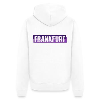 Frankfurt am Main - Deutschland - Germany - Unisex Premium Bio Zip Hoodie - Weiß - Hinten - Thijin (182cm)