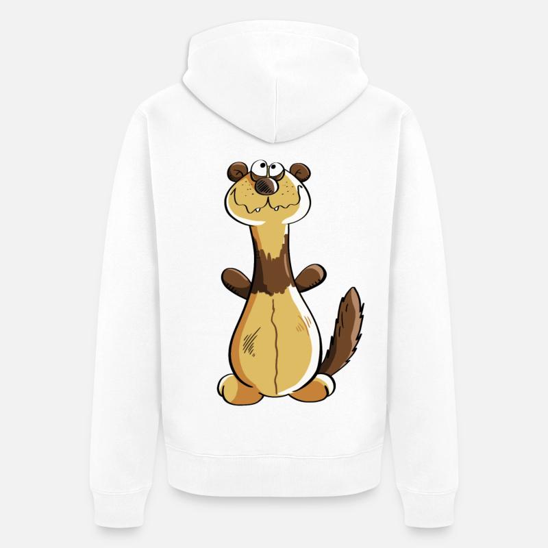 Naughty Ferret Comic - Cadeau - Polecat - Veste à capuche bio Premium Unisexe - blanc